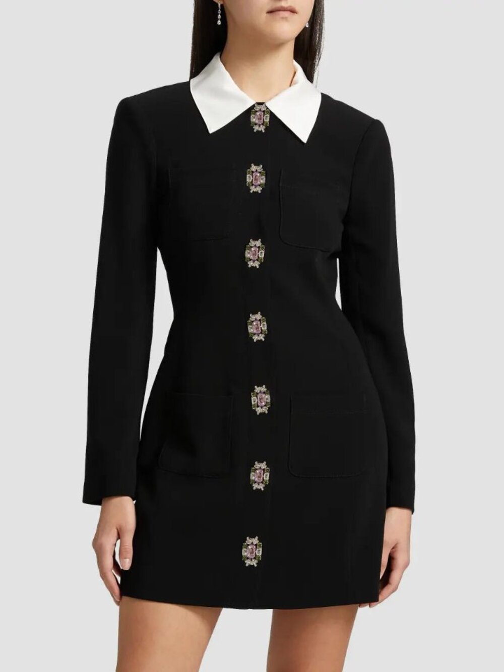 Cinq à Sept Sheryl Crystal-Embellished Button-Front Shirtdress